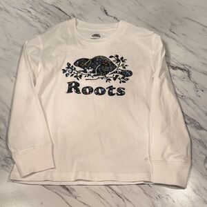 Roots Kids White Long Sleeve Tee with Graphic